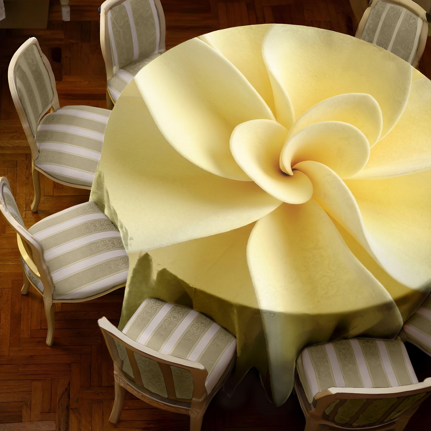 Yellow Folds 2,3m Round Tablecloth