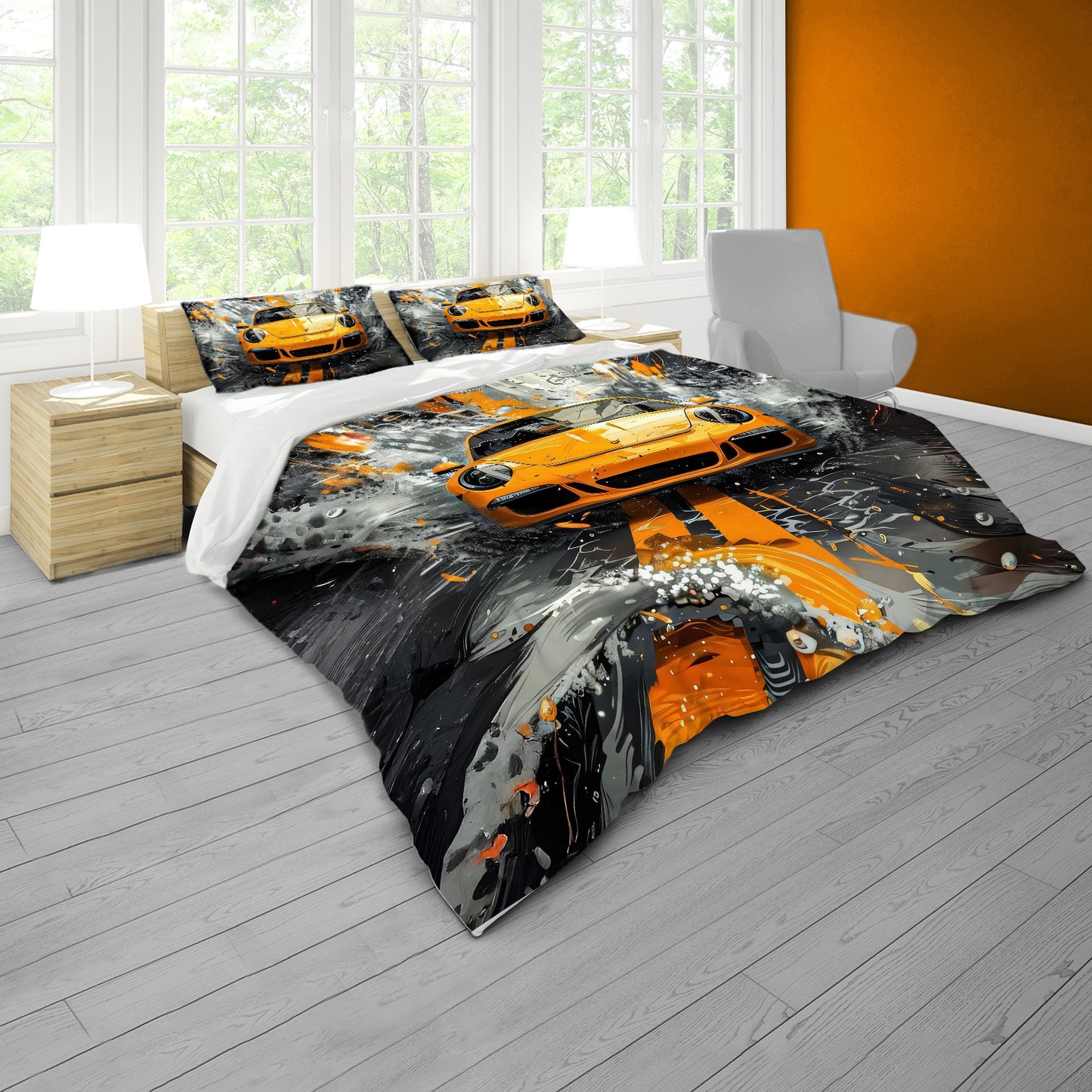 Yellow Porsche Duvet Cover Set