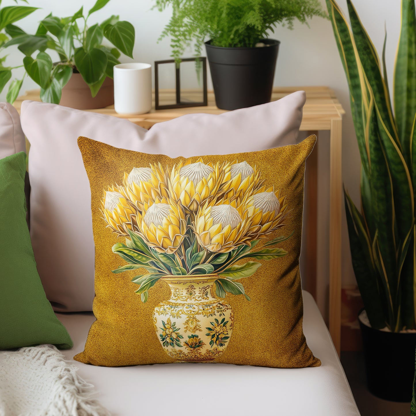 Yellow Protea Vase Luxury Scatter by Mark van Vuuren