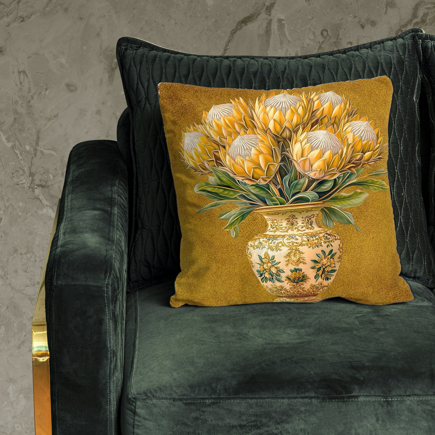 Yellow Protea Vase Luxury Scatter by Mark van Vuuren