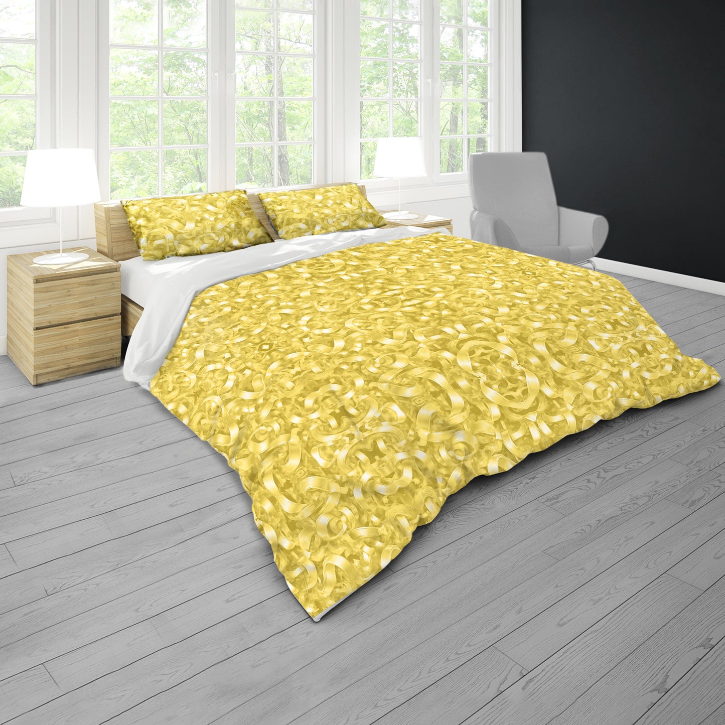 Yellow Ribbons Duvet Cover Set