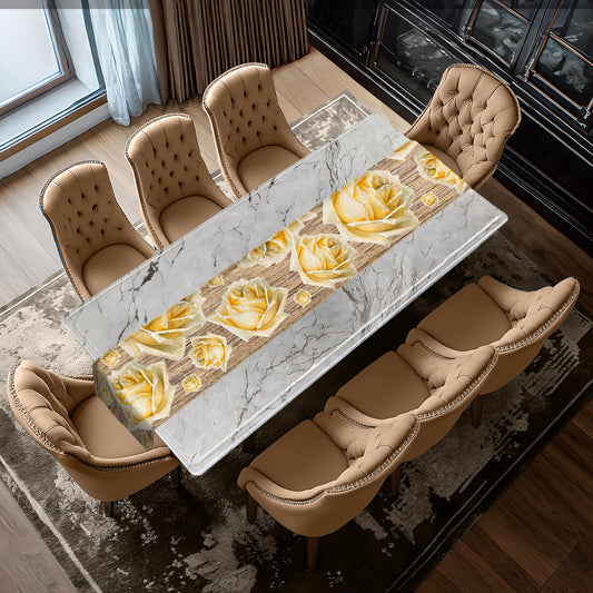 Yellow Roses Pattern Table Runner By Mark van Vuuren