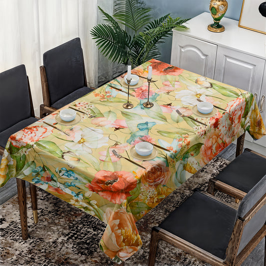 Yellow Tone Flower Pattern Rectangle Tablecloth by Mark van Vuuren