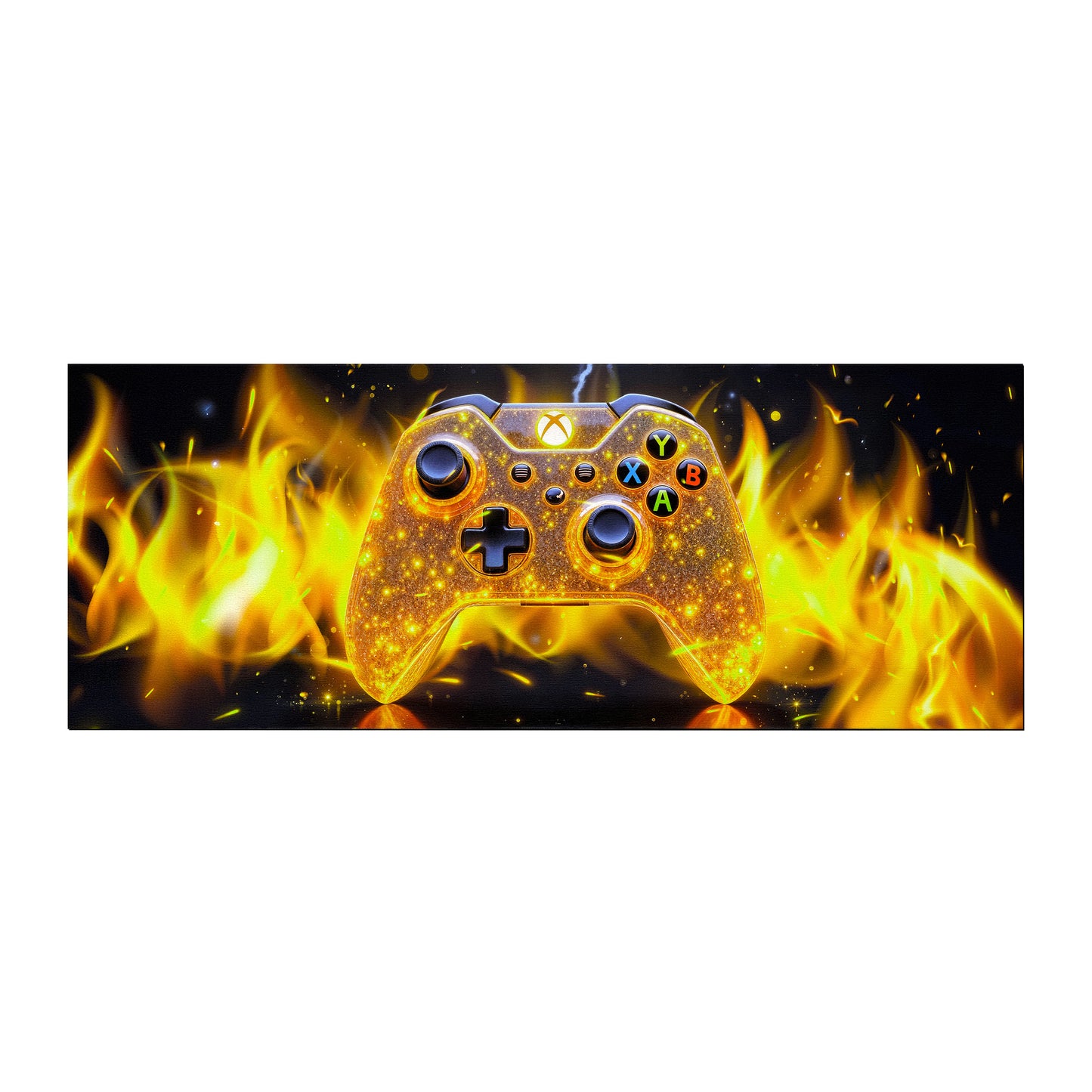 Yellow Xbox Controller Flames Desk Pad