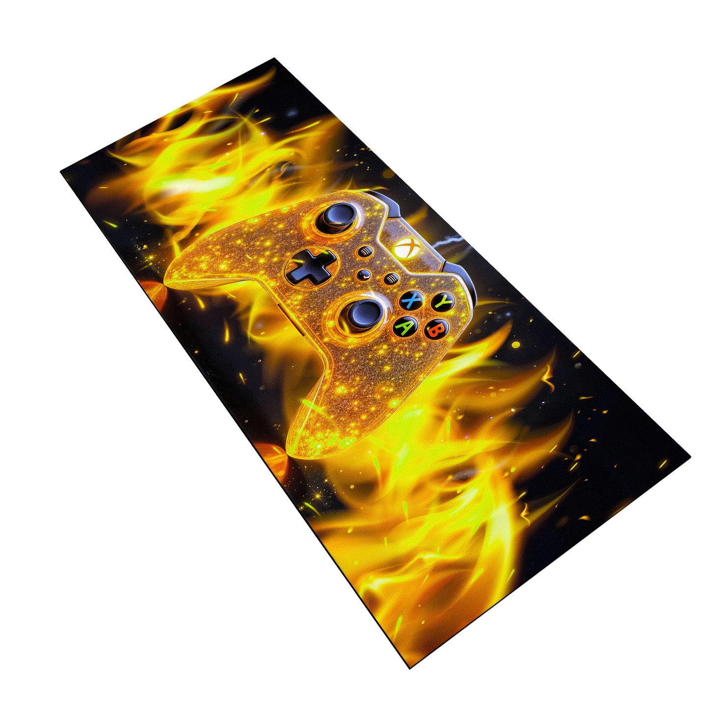 Yellow Xbox Controller Flames Desk Pad