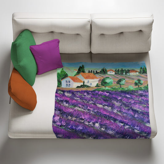 Lavender Fields Light Weight Fleece Blanket by Yolande Smith