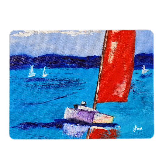 Red Sailboat Mouse Pad By Yolande Smith