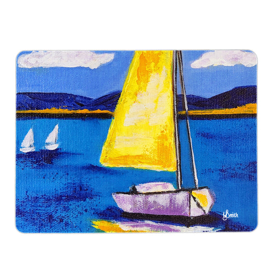 Yellow Sailboat Mouse Pad By Yolande Smith