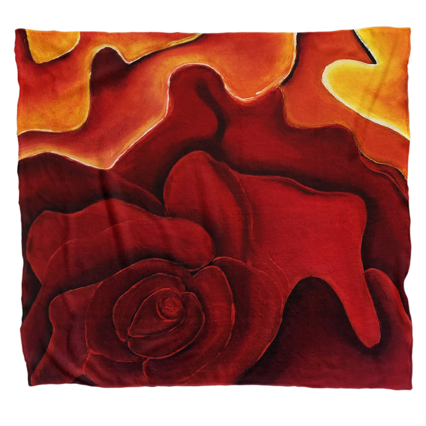 Abstract Red Rose Light Weight Fleece Blanket by Yolande Smith