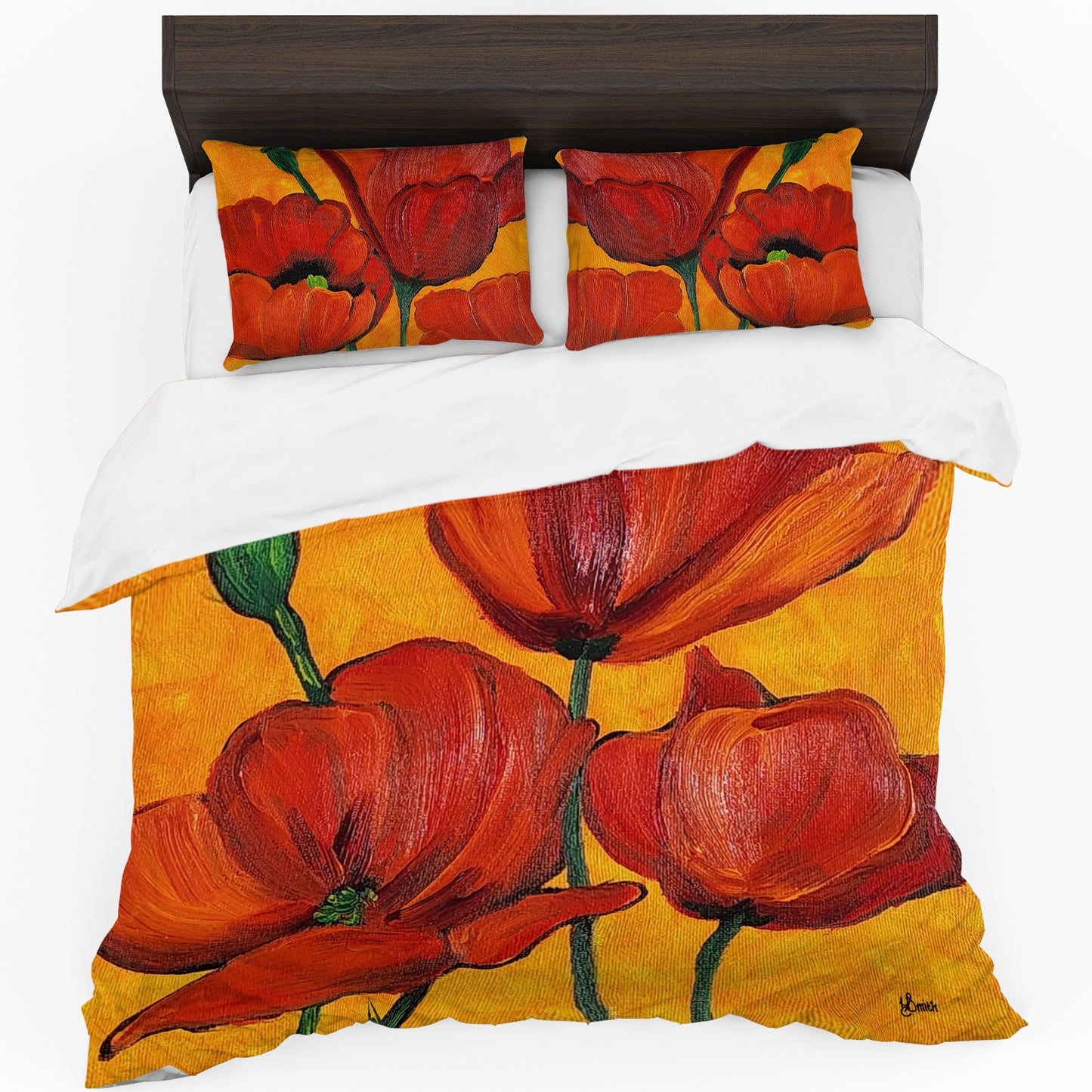 Blossoming Poppies Duvet Cover Set by Yolande Smith