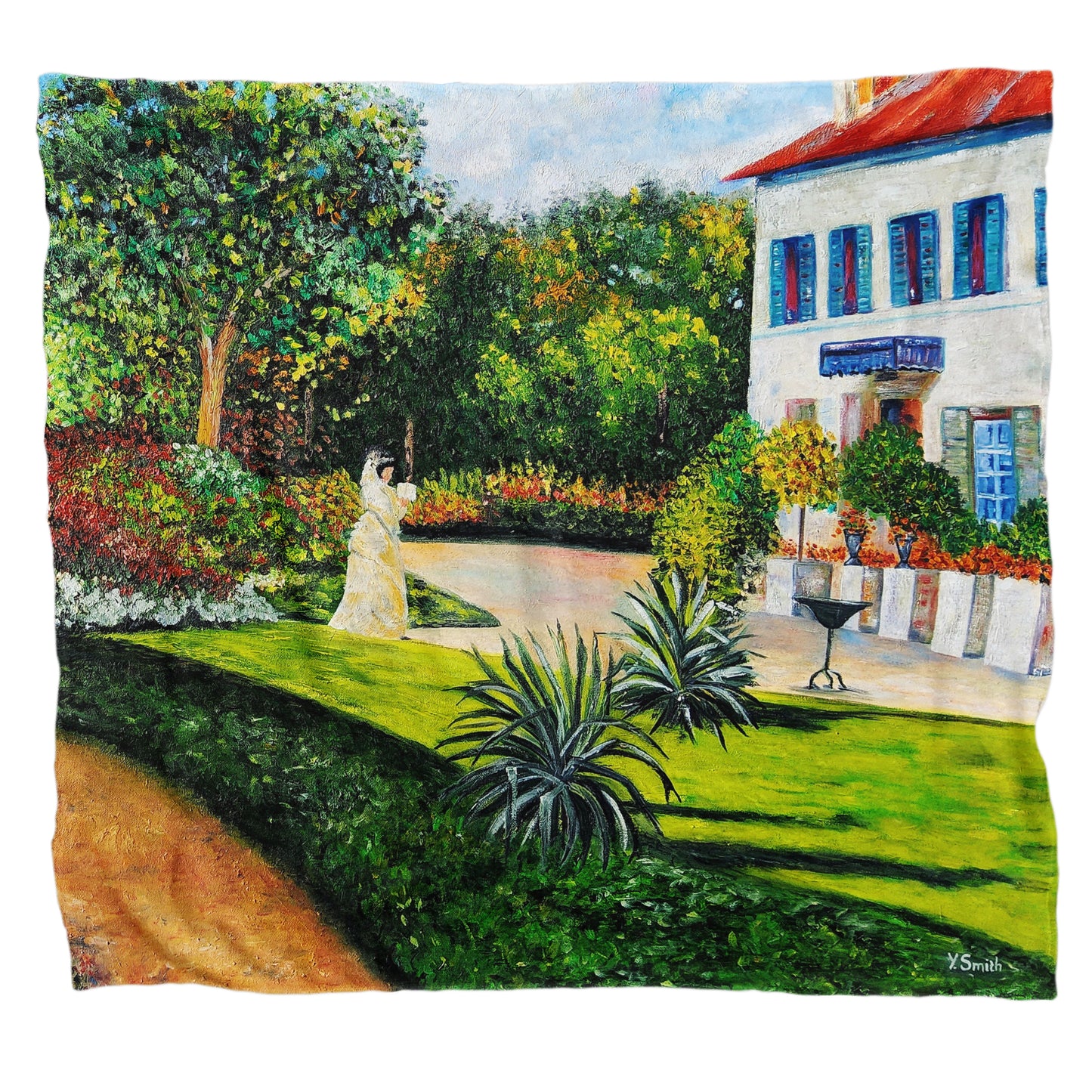 Monet Garden Light Weight Fleece Blanket by Yolande Smith
