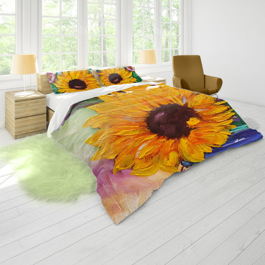 Oil painted Sunflower Duvet Cover Set by Yolande Smith