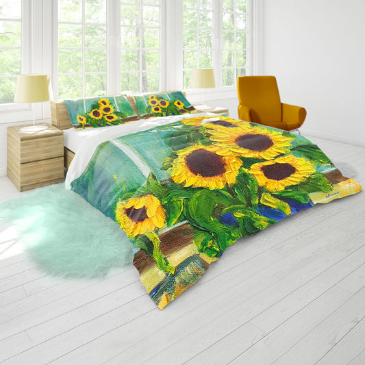 Sunflower Bouquet Duvet Cover Set by Yolande Smith