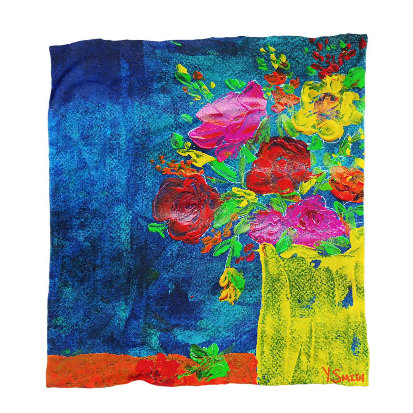 Abstract Potted Flowers Light Weight Fleece Blanket by Yolande Smith