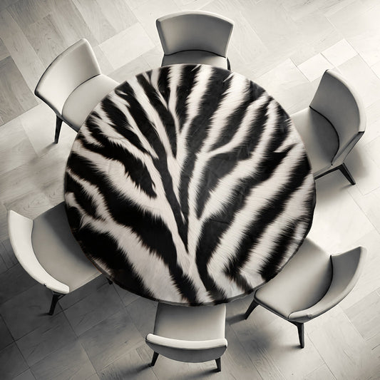 Zebra Print Round Tablecloth