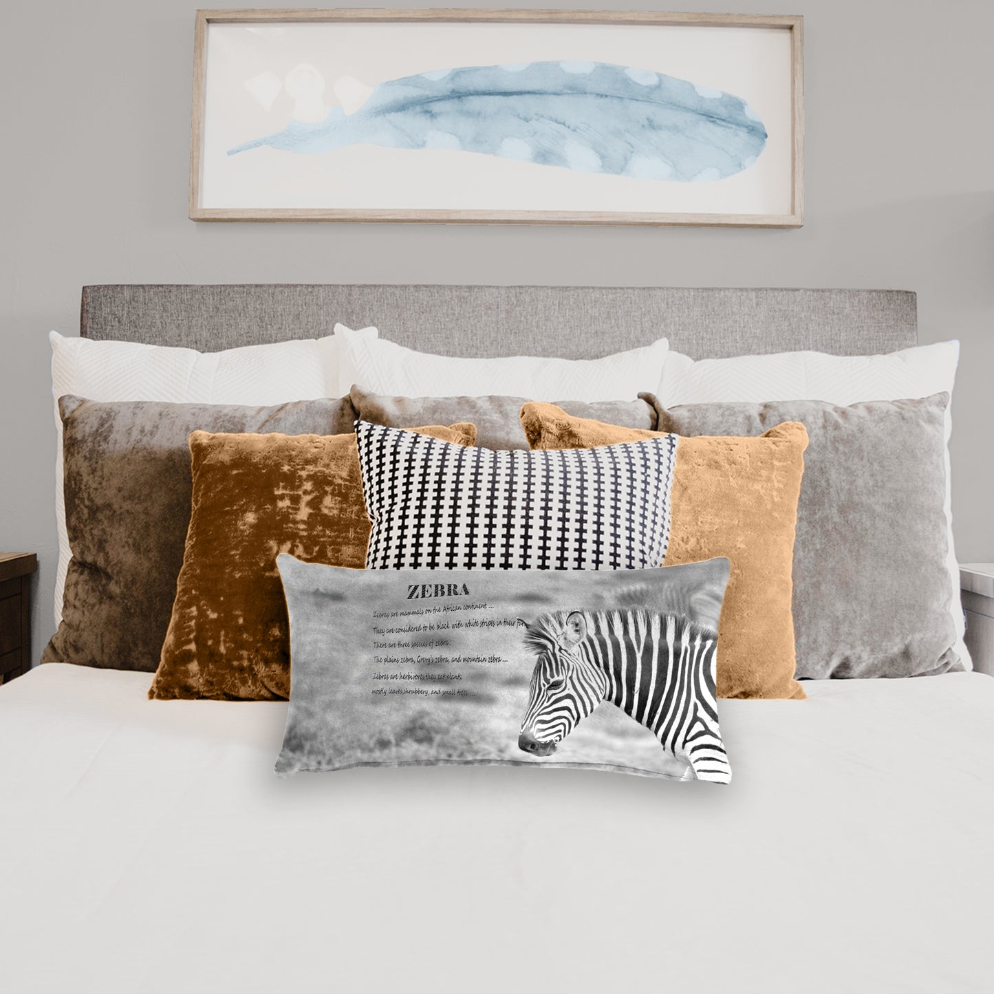 Zebra  Facts Left Oblong Luxury Scatter  by Annette Heymans