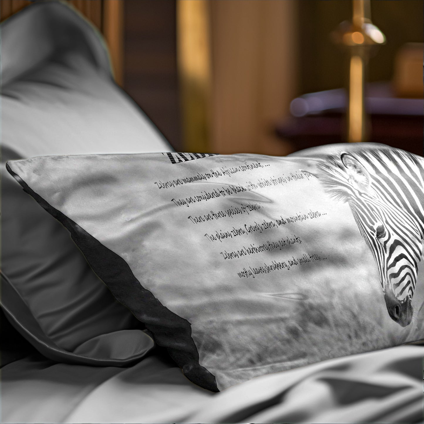 Zebra  Facts Left Oblong Luxury Scatter  by Annette Heymans