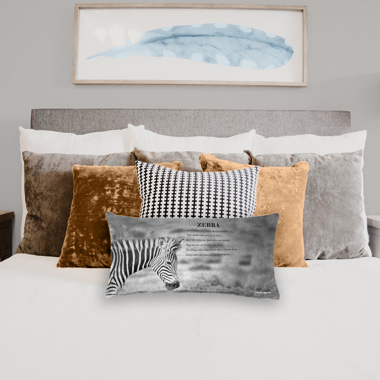 Zebra  Facts Right Oblong Luxury Scatter  by Annette Heymans