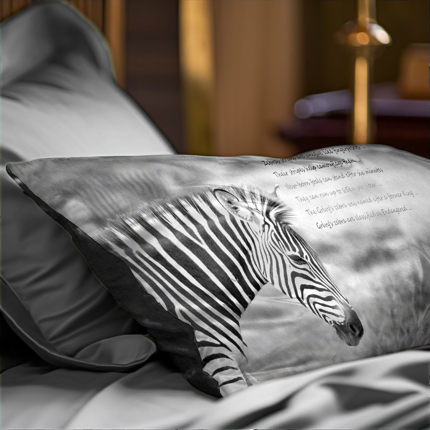 Zebra  Facts Right Oblong Luxury Scatter  by Annette Heymans