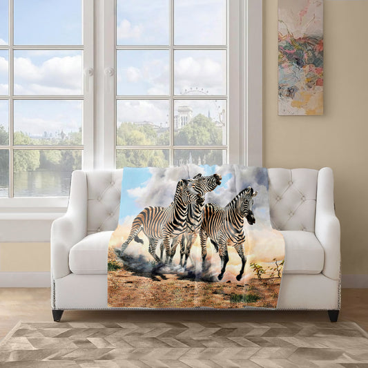 Zebra Light Weight Fleece Blanket by Delene Lambert.