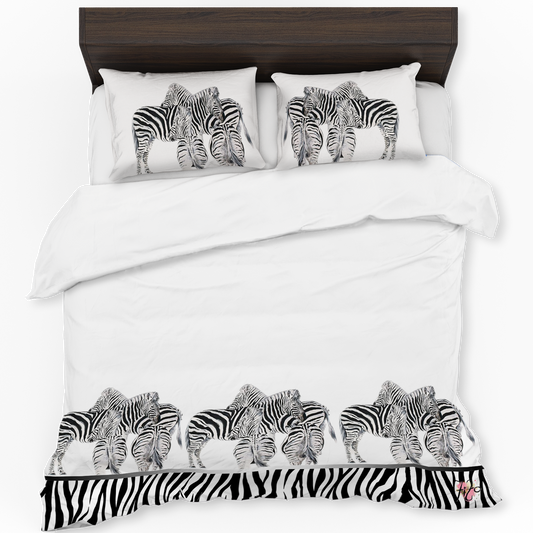 Zebra Strips On White Duvet Cover Set By Fifo