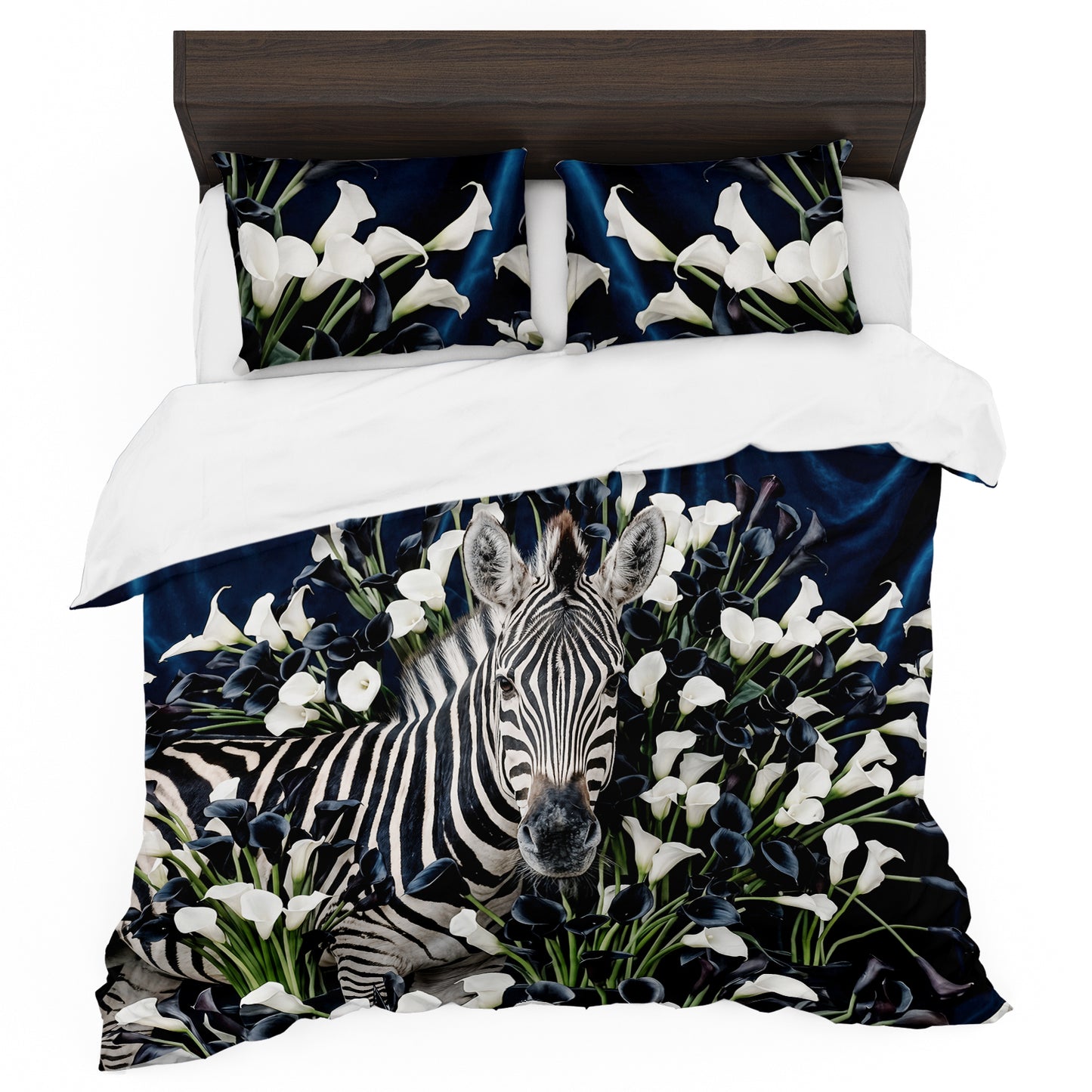 Zebra and Black & White Calla Lily Duvet Cover Set