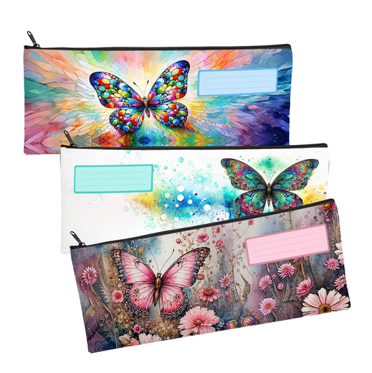 Zip & Go Butterfly Pencil Bags Set of 3
