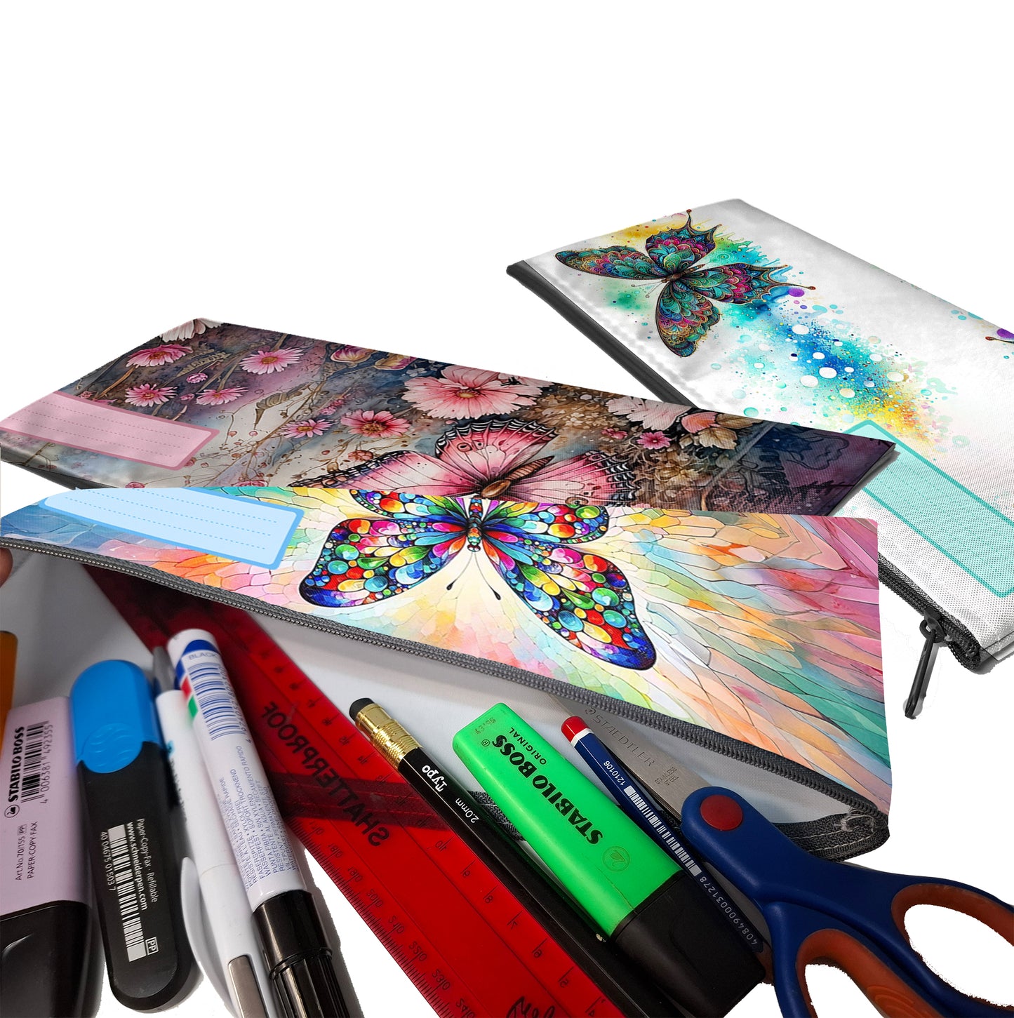 Zip & Go Butterfly Pencil Bags Set of 3
