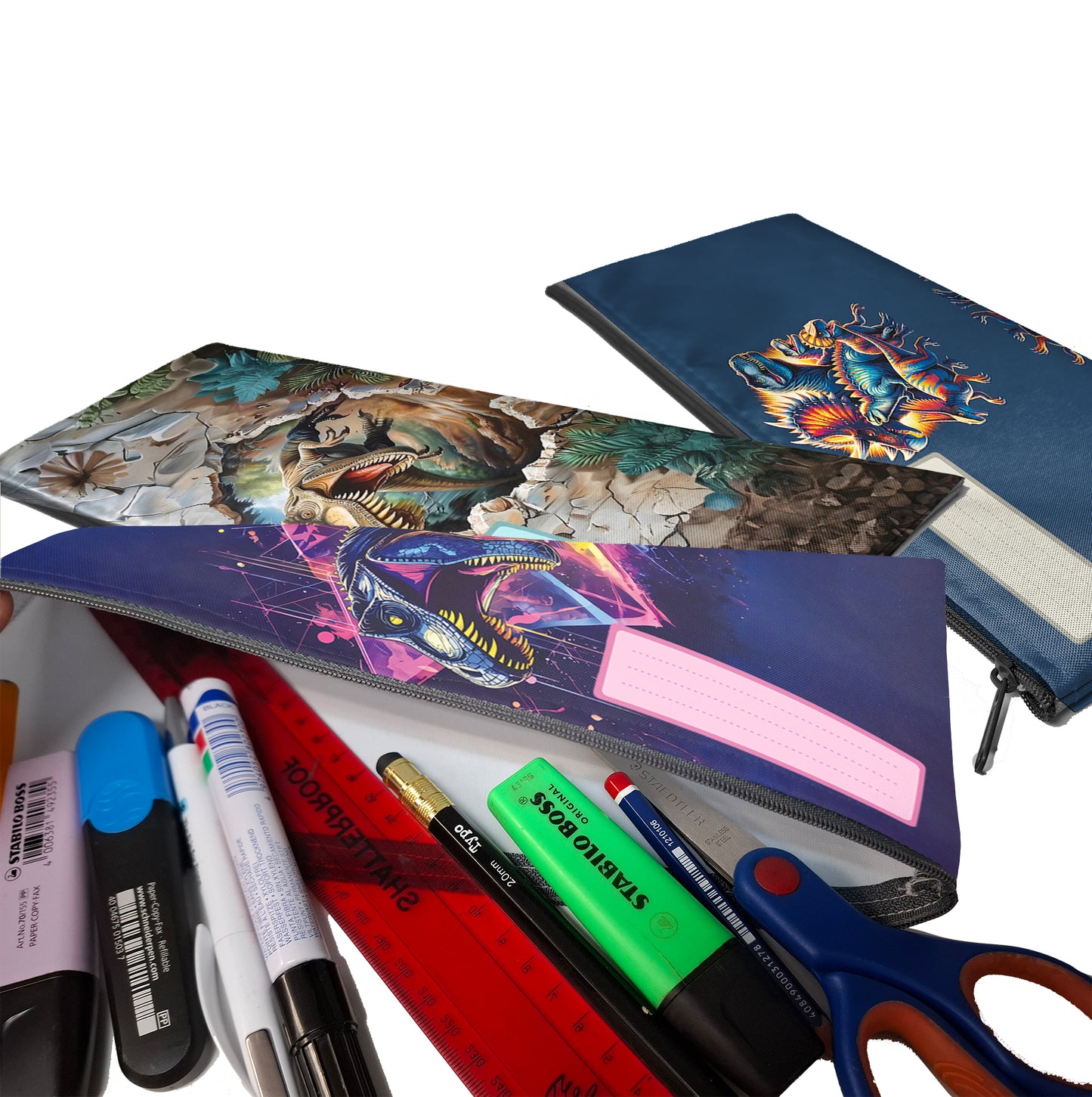 Zip & Go Dino Pencil Bags Set of 3