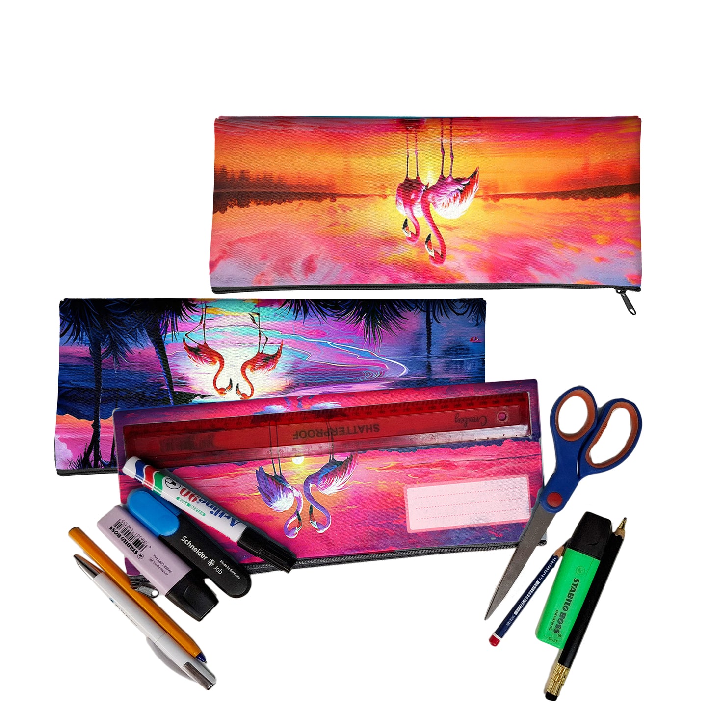 Zip & Go Flamingo Pencil Bags Set of 3