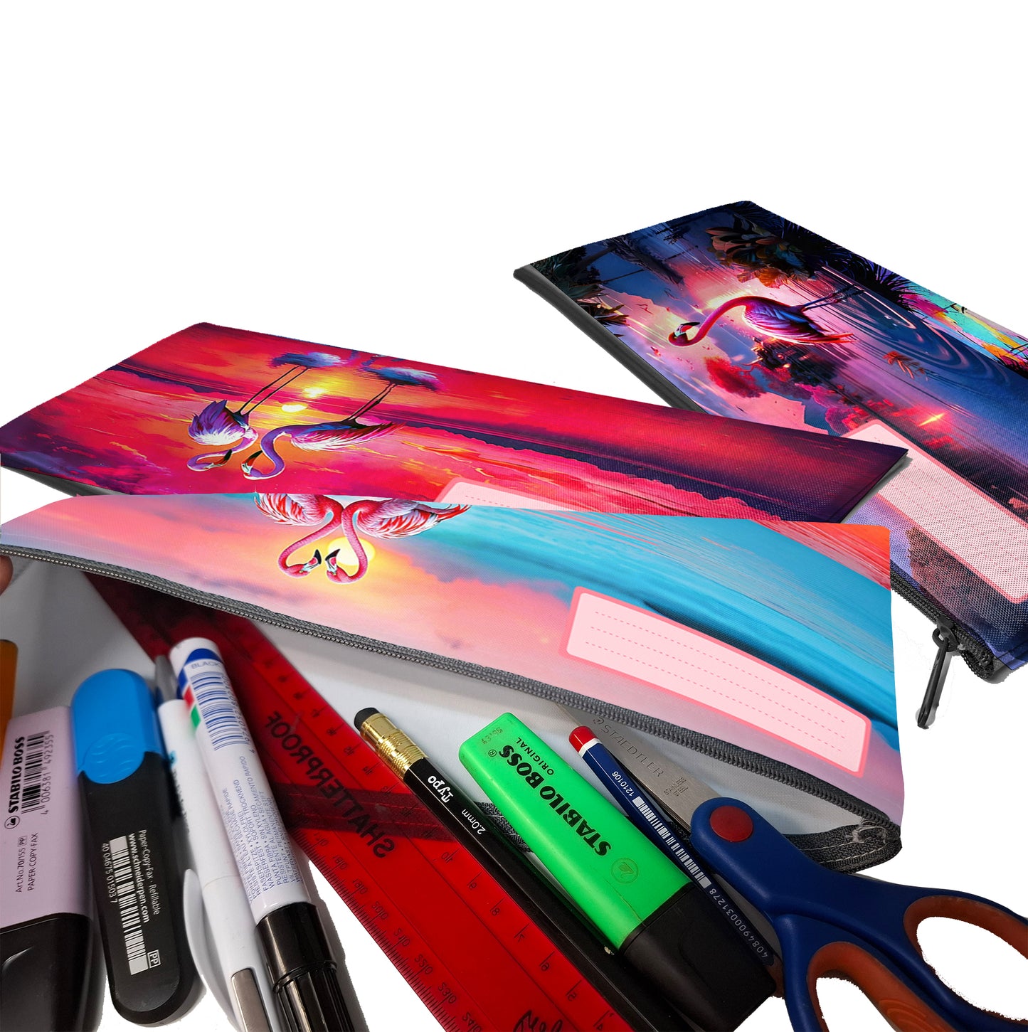 Zip & Go Flamingo Pencil Bags Set of 3