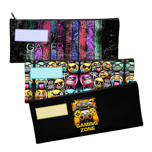 Zip & Go Gamer Pencil Bags Set of 3