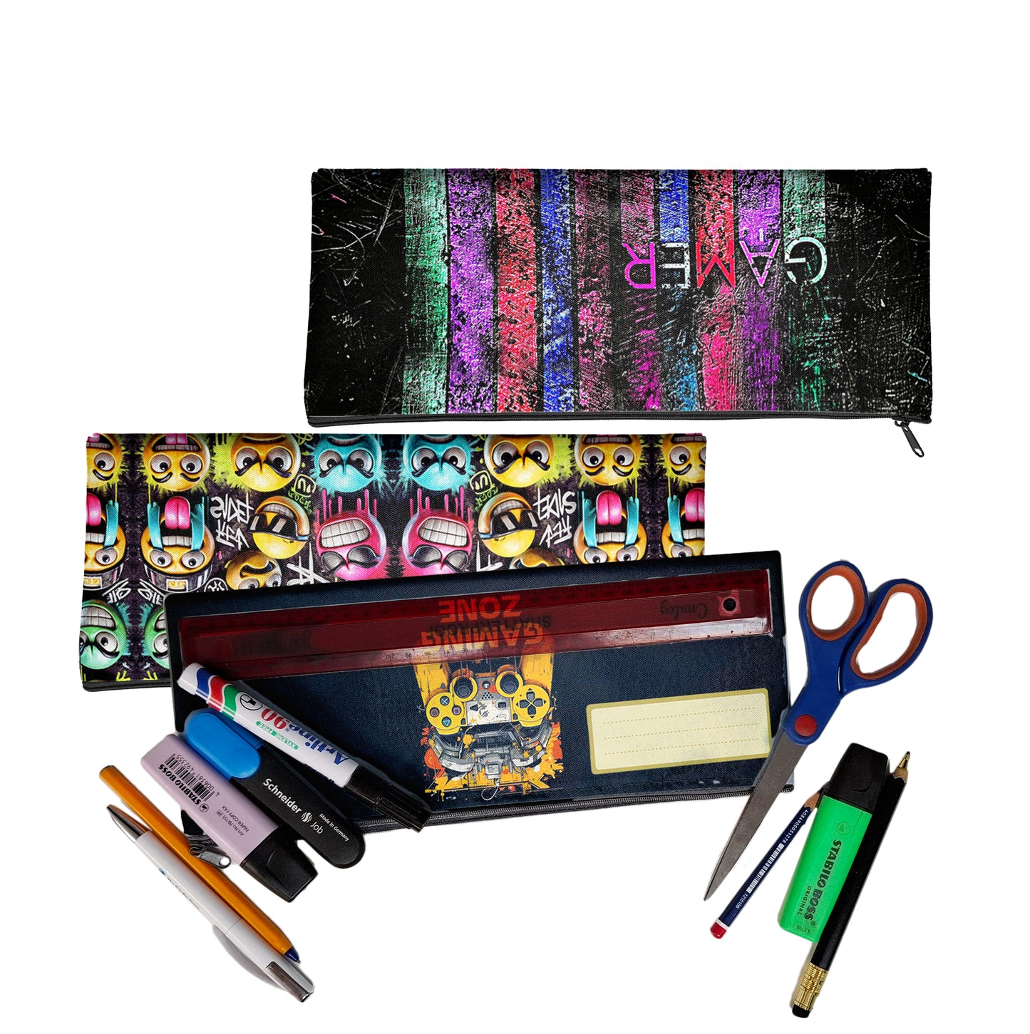 Zip & Go Gamer Pencil Bags Set of 3