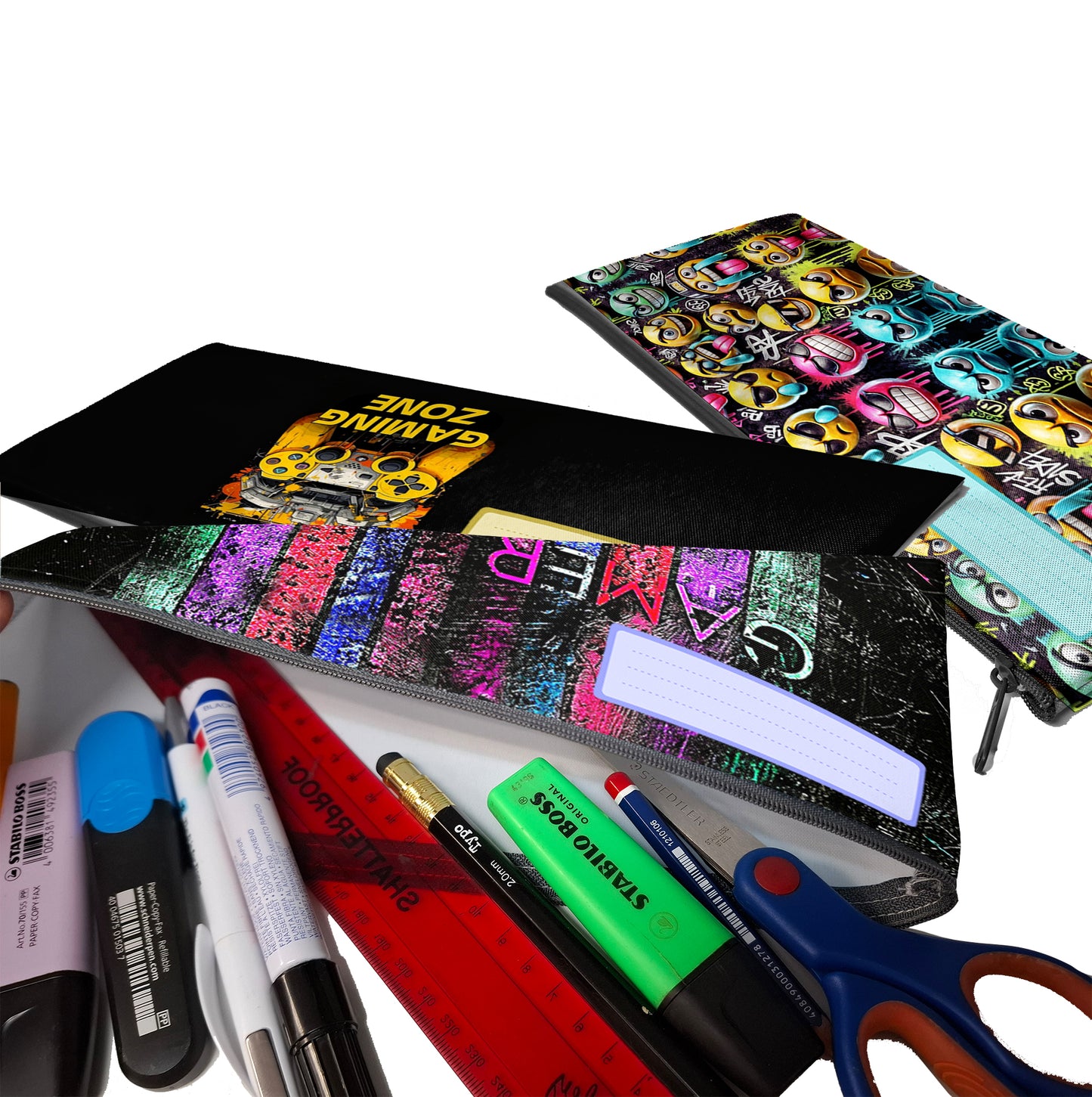 Zip & Go Gamer Pencil Bags Set of 3