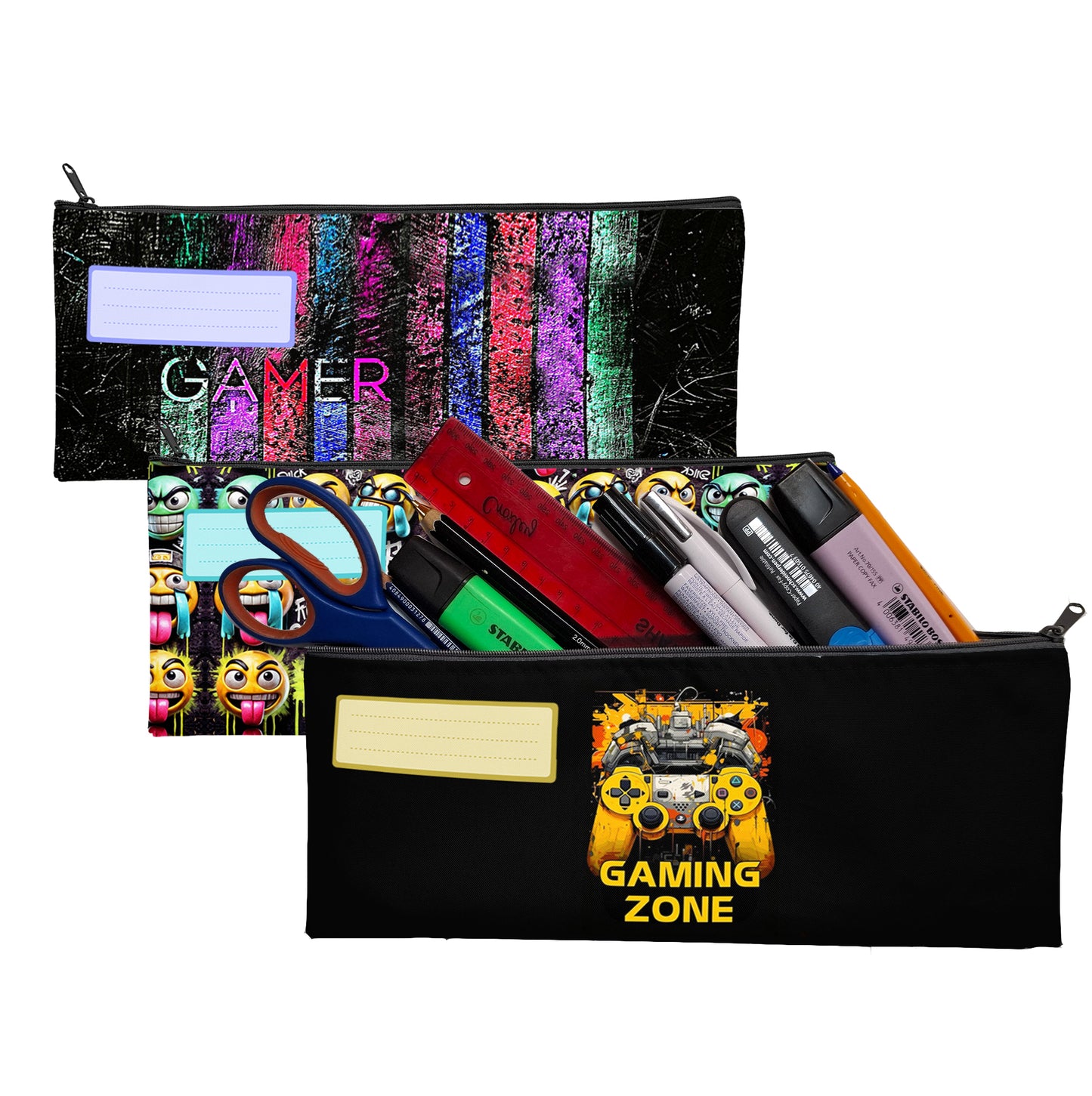 Zip & Go Gamer Pencil Bags Set of 3