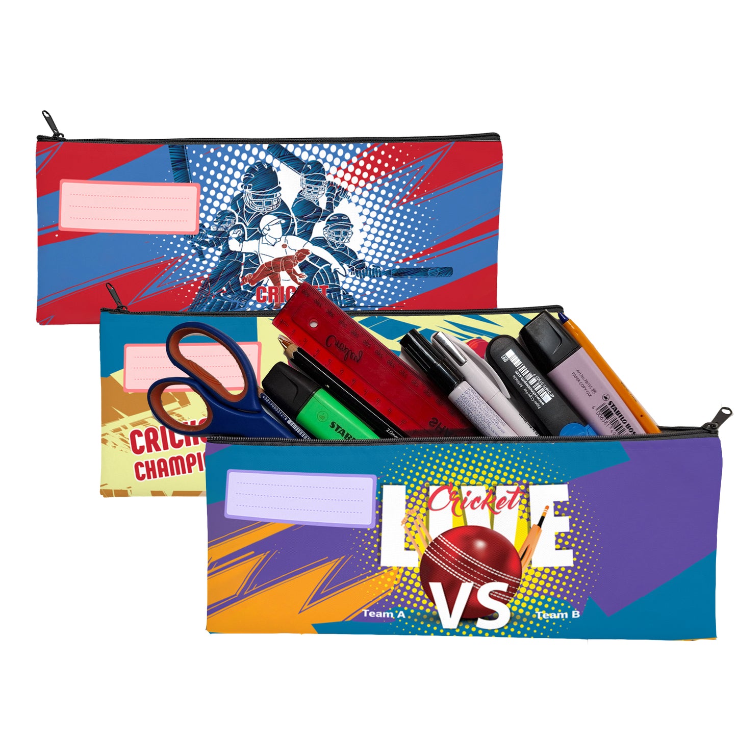 Zip & Go Kricket Pencil Bags Set of 3