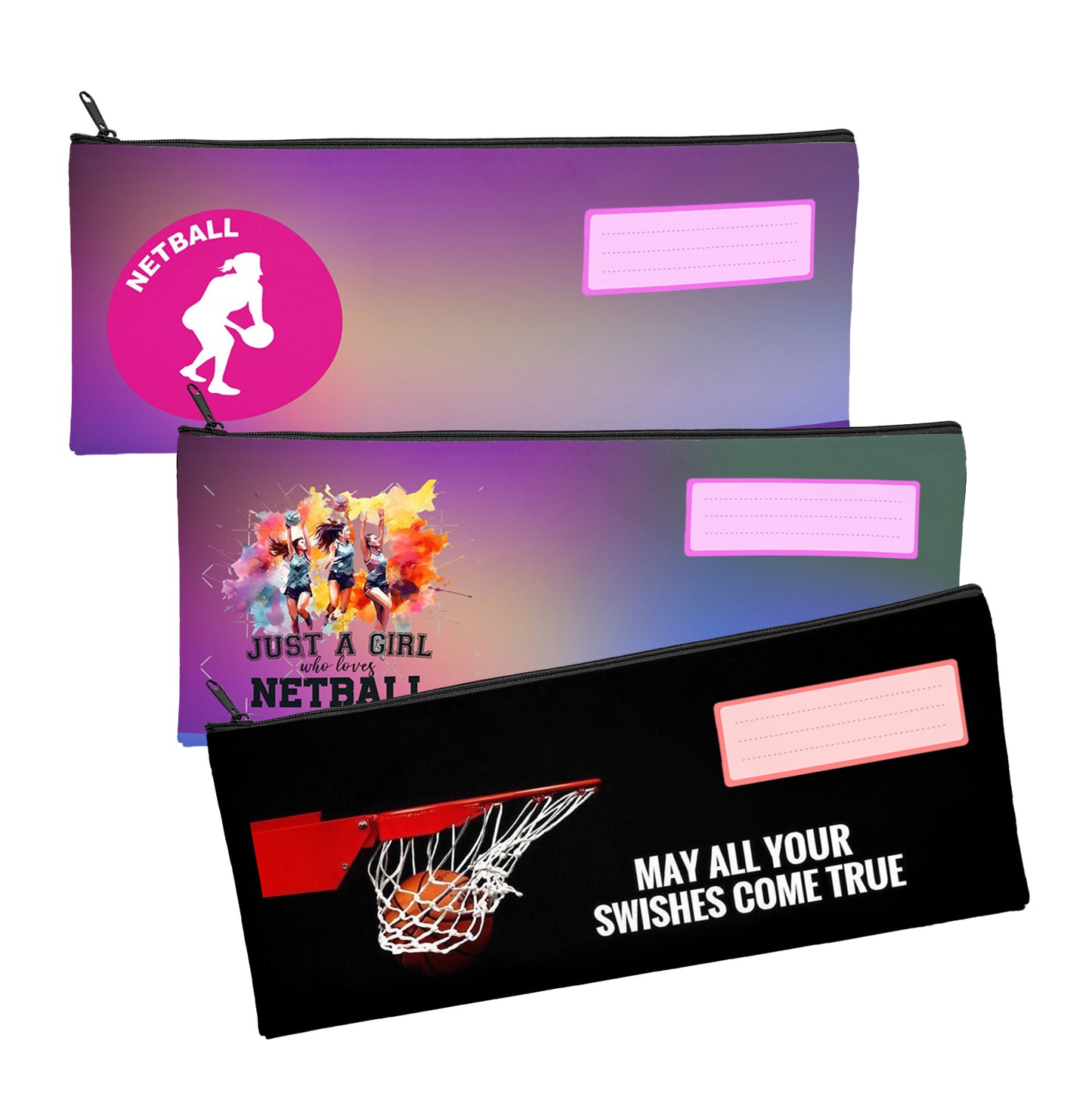 Zip & Go Netball Pencil Bags Set of 3