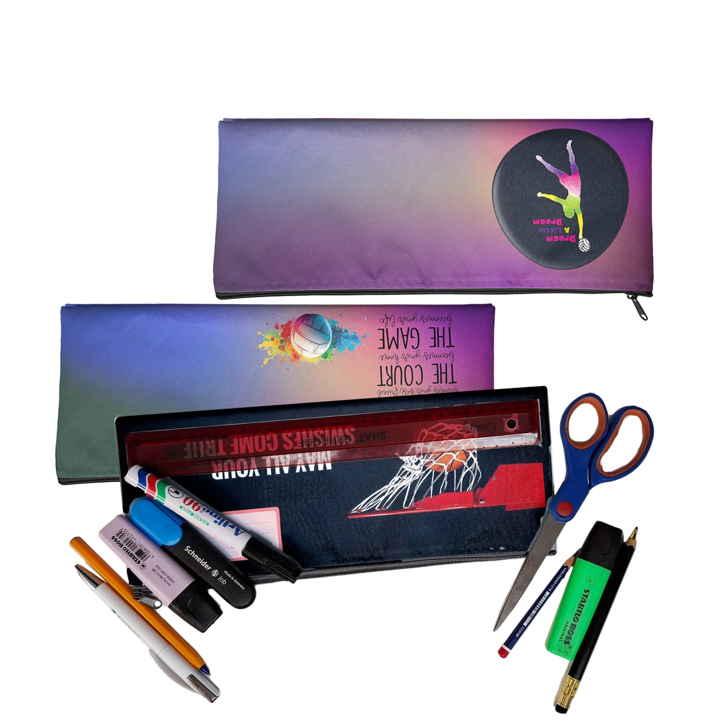 Zip & Go Netball Pencil Bags Set of 3