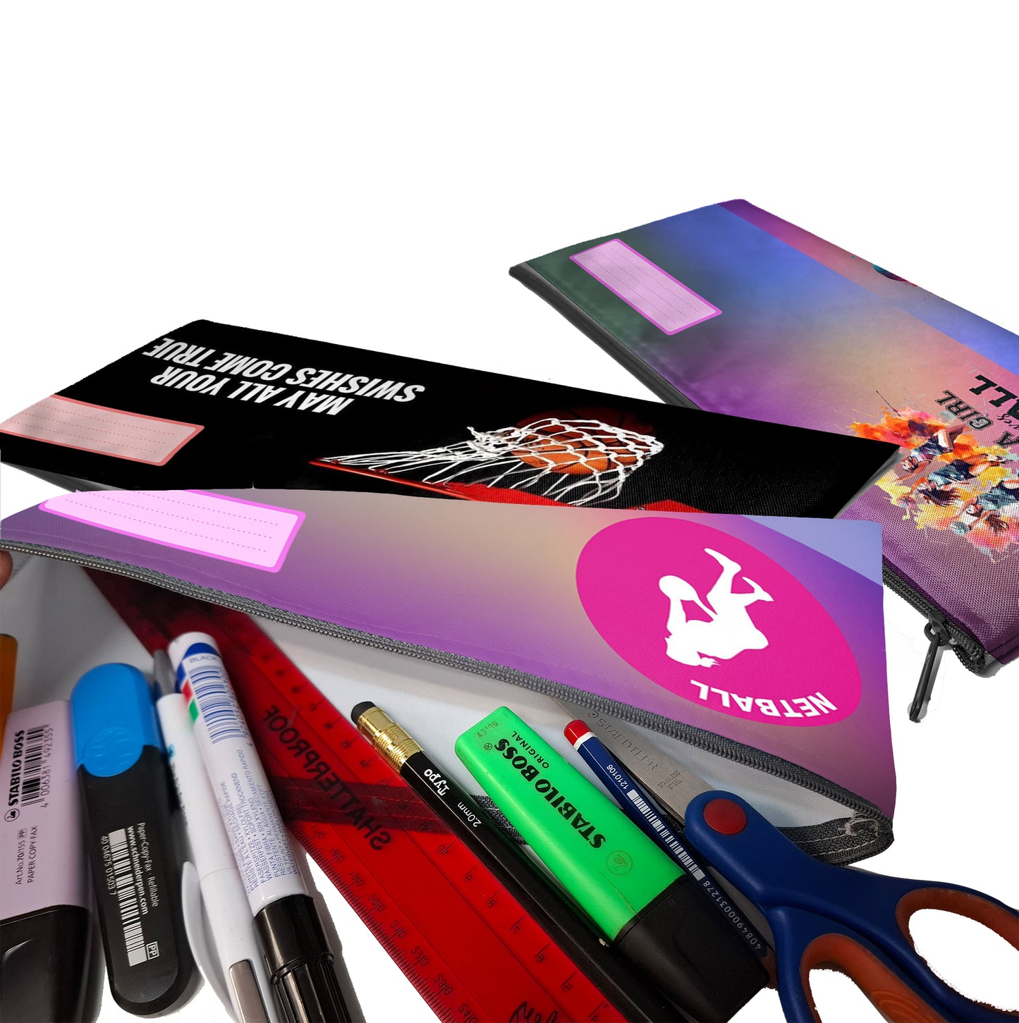 Zip & Go Netball Pencil Bags Set of 3