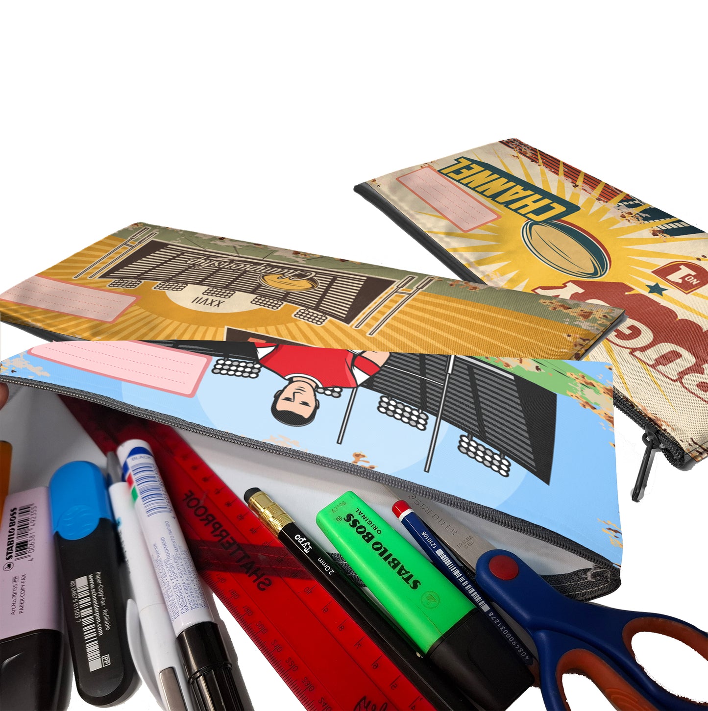 Zip & Go Rugby Pencil Bags Set of 3