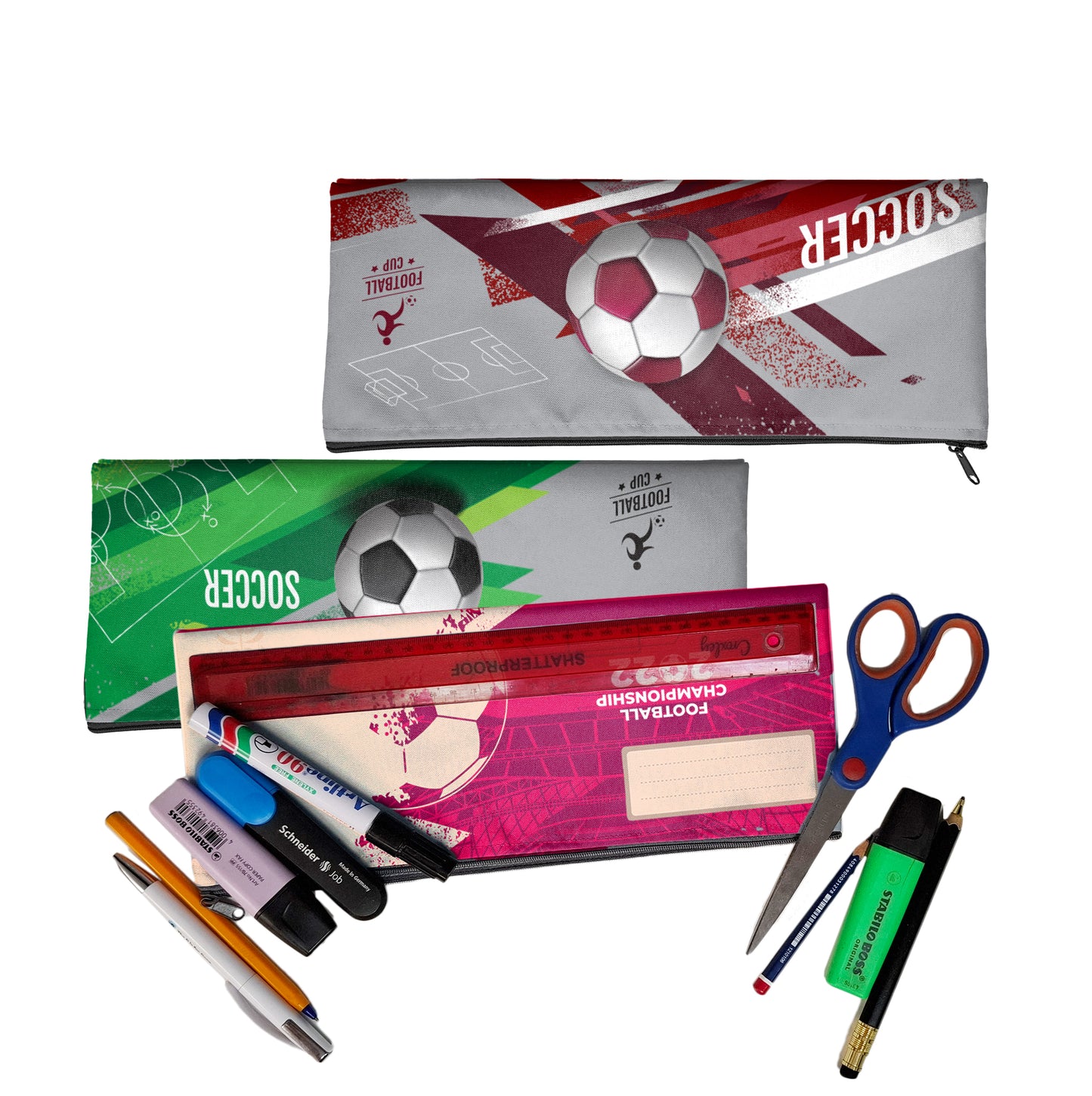 Zip & Go Soccer Pencil Bags Set of 3