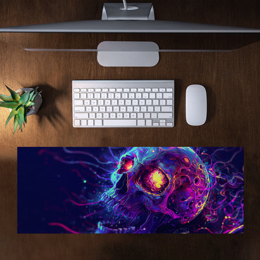 Cyberpunk Skull Sci-Fi by Wikus Schalkwyk Large Desk Pad