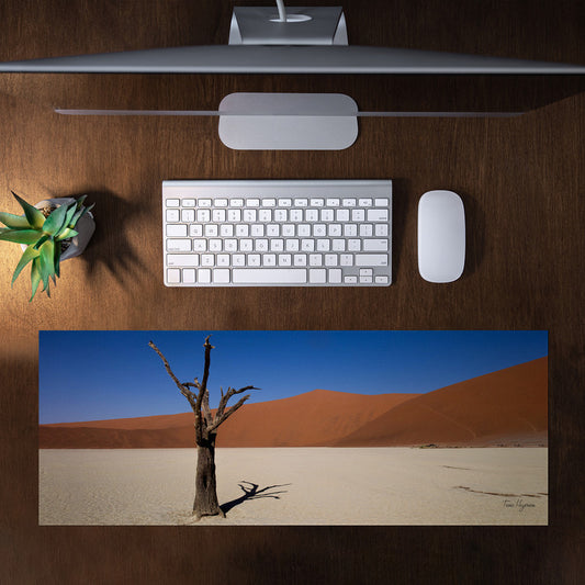 deadvlei sossusvlei trees desert namibia Large Desk Pad By Fanie Heymans