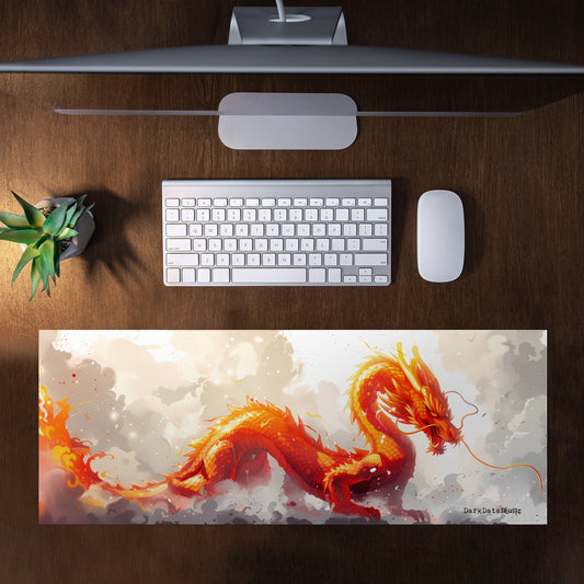 Orange Dragon by Wikus Schalkwyk Large Desk Pad