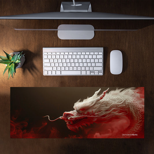 White Dragon by Wikus Schalkwyk Large Desk Pad