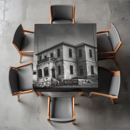 kolmanskop gost buildings black white Square Tablecloth By Fanie Heymans