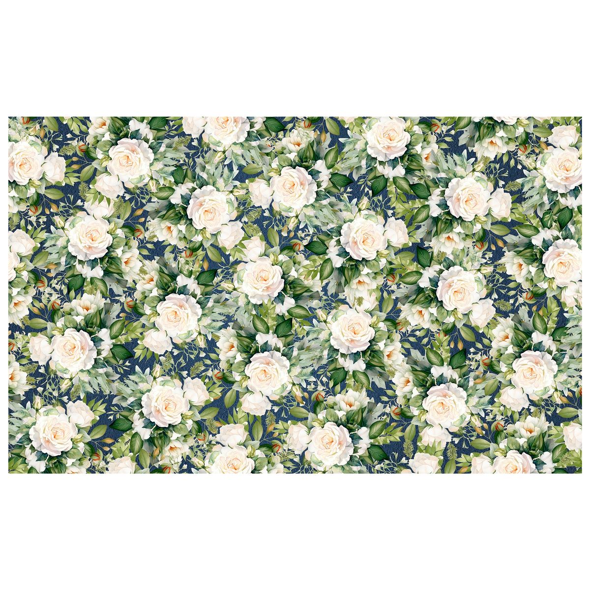 White Rose on Navy Rectangle Tablecloth by Mark Van Vuuren