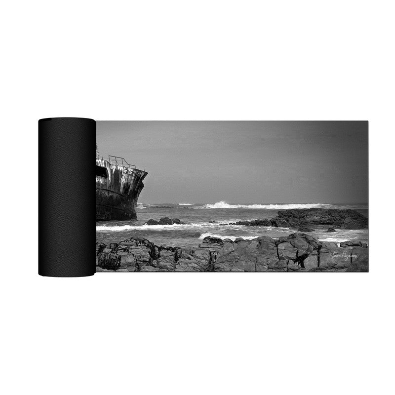 Shipwreck West Coast Black and White Large Desk Pad By Fanie Heymans