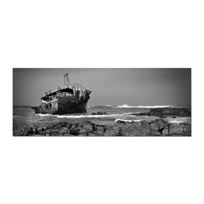 Shipwreck West Coast Black and White Large Desk Pad By Fanie Heymans