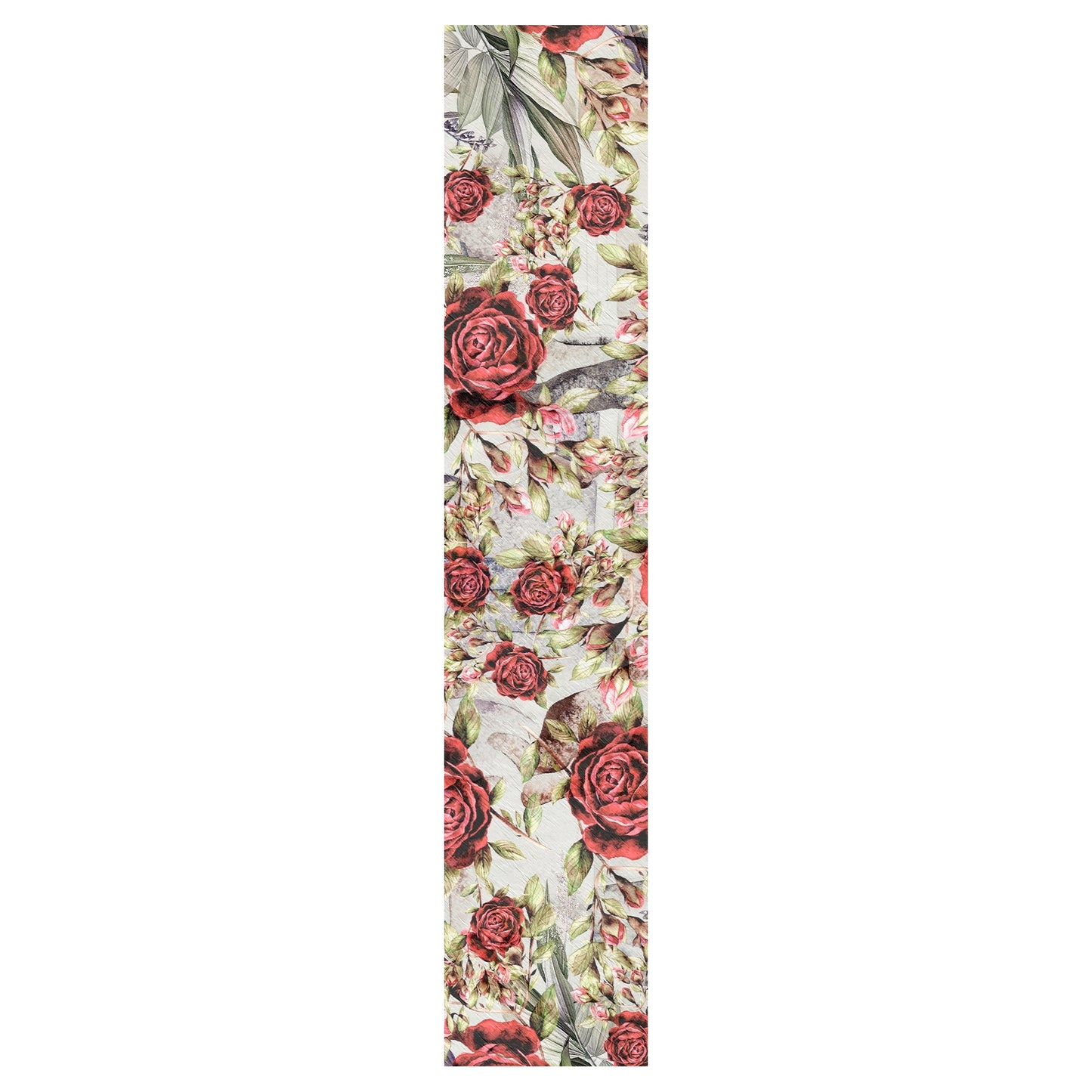 Soft Red Roses on White Table Runner By Mark van Vuuren